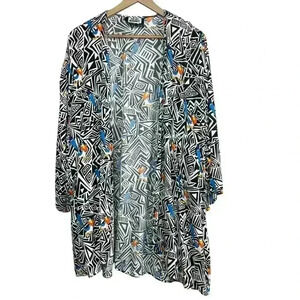 Oh My Disney Lion King Black & White Abstract Zazu 3/4 Sleeve Cardigan | Large